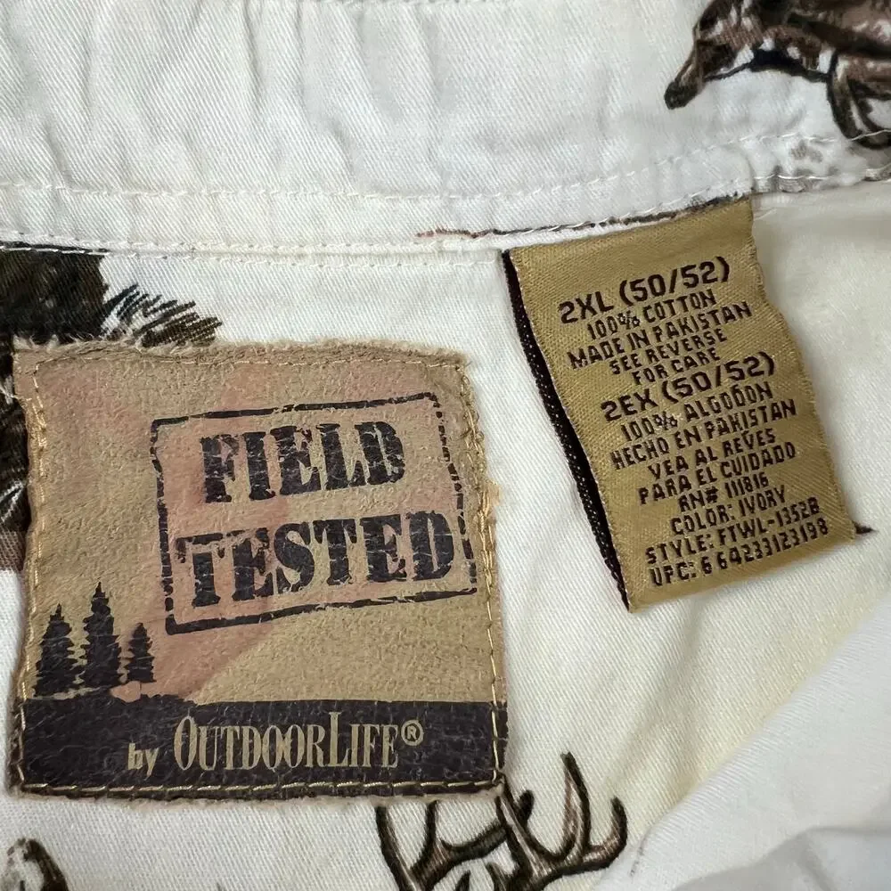 Outdoor Life Field Tested Buck Print Button Down Shirt Men's size 2XL AOP - Picture 3 of 8